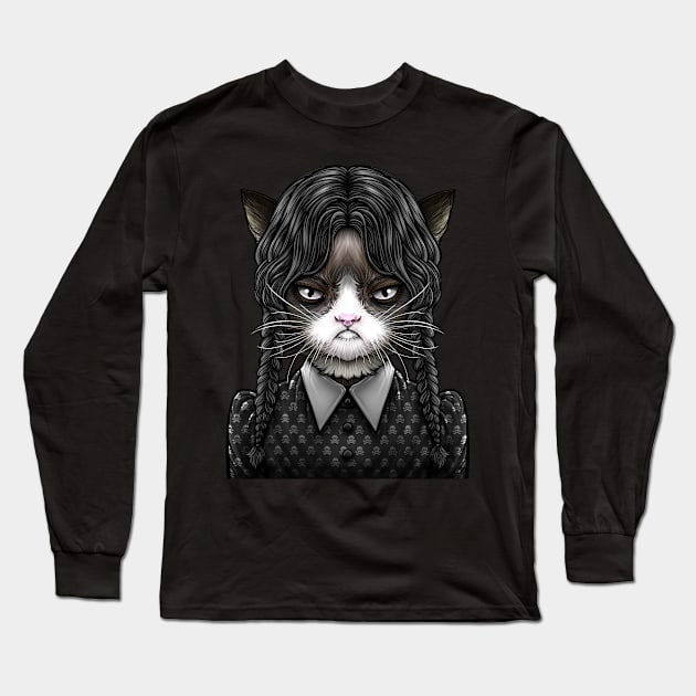 Wednesday Addams CAT Long Sleeve T-Shirt by LillyRise